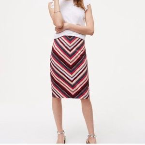 LOFT Strawberry Chevron Pull-On Pencil Skirt